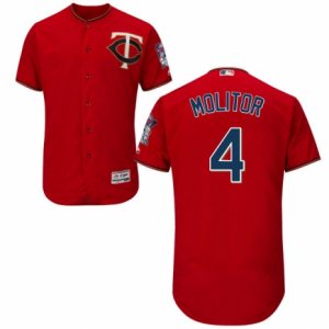 Men\'s Majestic Minnesota Twins #4 Paul Molitor Scarlet Flexbase Authentic Collection MLB Jersey
