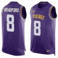 Mens Nike Minnesota Vikings #8 Sam Bradford Limited Purple Player Name & Number Tank Top NFL Jersey