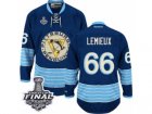 Mens Reebok Pittsburgh Penguins #66 Mario Lemieux Premier Navy Blue Third Vintage 2017 Stanley Cup Final NHL Jersey