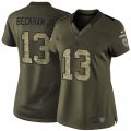 Women Nike New York Giants #13 Odell Beckham Jr Green Salute to Service Jerseys