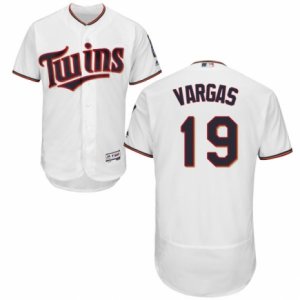 Men\'s Majestic Minnesota Twins #19 Kennys Vargas White Flexbase Authentic Collection MLB Jersey
