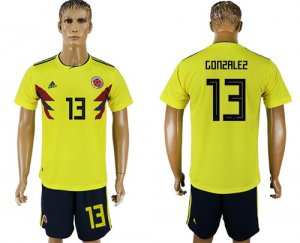 Colombia 13 GONZALEZ Home 2018 FIFA World Cup Soccer Jersey
