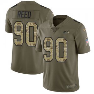 Nike Seahawks #90 Jarran Reed Olive Camo Salute To Service Limited Jersey