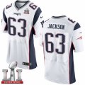 Mens Nike New England Patriots #63 Tre Jackson Elite White Super Bowl LI 51 NFL Jersey