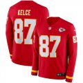 Nike Chiefs #87 Travis Kelce Red Therma Long Sleeve Jersey