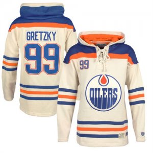 Oilers #99 Wayne Gretzky Cream All Stitched Hooded Sweatshirt