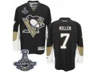 Mens Reebok Pittsburgh Penguins #7 Joe Mullen Authentic Black Home 2017 Stanley Cup Champions NHL Jersey