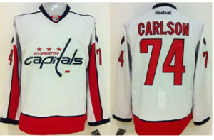 Capitals #74 John Carlson White Stitched NHL Jersey