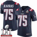 Youth Nike New England Patriots #75 Ted Karras Limited Navy Blue Rush Super Bowl LI 51 NFL Jersey
