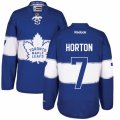 Mens Reebok Toronto Maple Leafs #7 Tim Horton Authentic Royal Blue 2017 Centennial Classic NHL Jersey