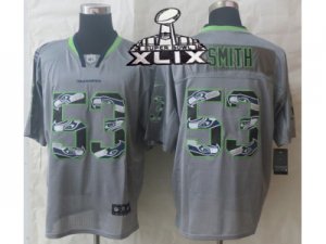 2015 Super Bowl XLIX Nike Seattle Seahawks #53 Smith Grey Jerseys(Lights Out Stitched Elite)