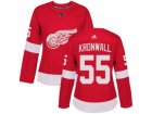 Women Adidas Detroit Red Wings #55 Niklas Kronwall Red Home Authentic Stitched NHL Jersey