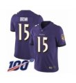 Men Baltimore Ravens #15 Marquise Brown Purple Team Color Vapor Untouchable Limited Player 100th Season Football Jersey