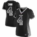 Womens Nike Oakland Raiders #4 Derek Carr Elite Black Drift Fashion NFL Jersey