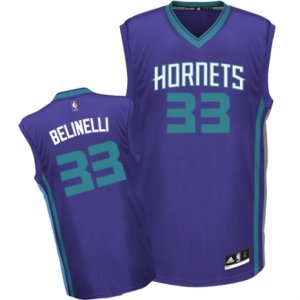 Mens Adidas Charlotte Hornets #33 Marco Belinelli Swingman Purple Alternate NBA Jersey