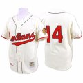 Mens Mitchell and Ness 1948 Cleveland Indians #14 Larry Doby Replica Cream Throwback MLB Jersey
