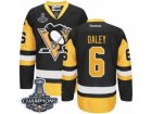 Mens Reebok Pittsburgh Penguins #6 Trevor Daley Authentic Black Gold Third 2017 Stanley Cup Champions NHL Jersey