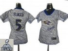 2013 Super Bowl XLVII Women NEW NFL Baltimore Ravens #5 Joe Flacco Zebra Field Flirt Fashion Jerseys