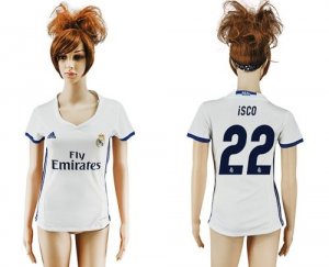 Womens Real Madrid #22 Isco Home Soccer Club Jersey