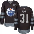 Mens Edmonton Oilers #31 Grant Fuhr Black 1917-2017 100th Anniversary Stitched NHL Jersey