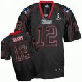 New England Patriots #12 Brady Champs Tackle Twill 2012 Super Bowl XLVI Black