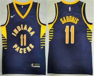 Mens Indiana Pacers #11 Domantas Sabonis New Navy Blue 2021 Nike