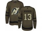 Adidas New Jersey Devils #13 Nico Hischier Green Salute to Service Stitched NHL Jersey