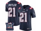Mens Nike New England Patriots #21 Malcolm Butler Limited Navy Blue Rush Super Bowl LI Champions NFL Jersey