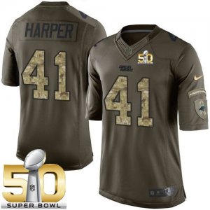 Nike Carolina Panthers #41 Roman Harper Green Super Bowl 50 Men\'s Stitched NFL Limited Salute to Service Jersey