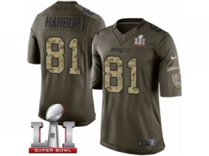 Youth Nike New England Patriots #81 Clay Harbor Limited Green Salute to Service Super Bowl LI 51 NFL Jersey