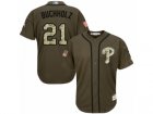 Youth Majestic Philadelphia Phillies #21 Clay Buchholz Replica Green Salute to Service MLB Jersey