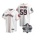 Astros #59 Framber Valdez White Nike 2022 World Series Cool Base Jersey
