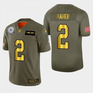 Nike Cowboys #2 Brett Maher 2019 Olive Gold Salute To Service 100th Season Limited Jersey