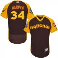 Mens Majestic Washington Nationals #34 Bryce Harper Brown 2016 All-Star National League BP Authentic Collection Flex Base MLB Jersey