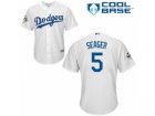 Los Angeles Dodgers #5 Corey Seager Replica White Home 2017 World Series Bound Cool Base MLB Jersey