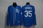 Royals #35 Eric Hosmer Blue Long Sleeve Cool Base Jersey
