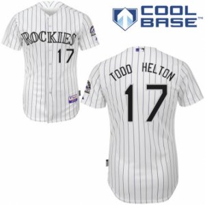 Men\'s Majestic Colorado Rockies #17 Todd Helton Replica White Home Cool Base MLB Jersey