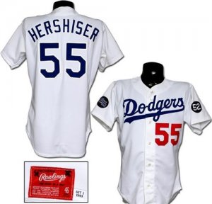 Dodgers #55 Orel Hershiser White 1993 Game Worn Cool Base Jersey