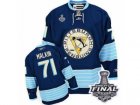 Mens Reebok Pittsburgh Penguins #71 Evgeni Malkin Premier Navy Blue Third Vintage 2017 Stanley Cup Final NHL Jersey