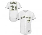 Mens Majestic Toronto Blue Jays #21 Roger Clemens Authentic White 2016 Memorial Day Fashion Flex Base MLB Jersey
