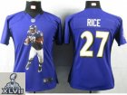 2013 Super Bowl XLVII Women NEW NFL Baltimore Ravens #27 Rice Purple Portrait Fashion Jerseys