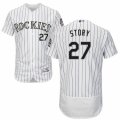 Men's Majestic Colorado Rockies #27 Trevor Story White Flexbase Authentic Collection MLB Jersey