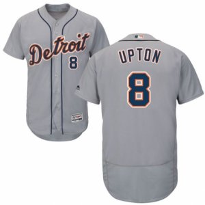 Men\'s Majestic Detroit Tigers #8 Justin Upton Grey Flexbase Authentic Collection MLB Jersey