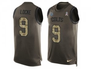 Mens Nike Indianapolis Colts #9 Jeff Locke Limited Green Salute to Service Tank Top NFL Jersey