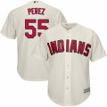 Mens Majestic Cleveland Indians #55 Roberto Perez Replica Cream Alternate 2 Cool Base MLB Jersey