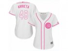 Women Chicago Cubs #49 Jake Arrieta Authentic White Fashion MLB Jersey