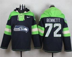 Nike Seattle Seahawks #72 Michael Bennett Steel Blue Player Pullover Hoodie