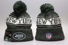 Jets Team Logo Green Pom Knit Hat YP
