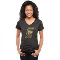 Womens Portland Trail Blazers Gold Collection V-Neck Tri-Blend T-Shirt Black