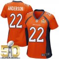 Women Nike Broncos #22 C.J. Anderson Orange Team Color Super Bowl 50 NFL Jersey